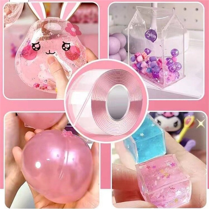 Gelembung Meniup Mainan Anak Nano tape Perekat DIY Dekompresi Buatan Sendiri Balon Udara Transparan