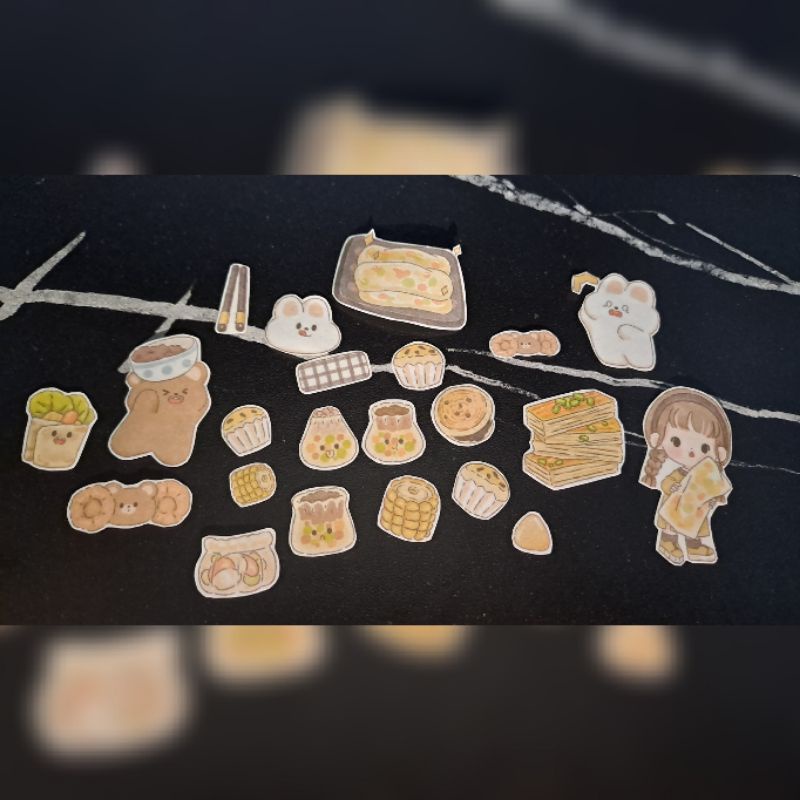 

Sticker lucu Special Edition Motif Abu Tape Series Eat Eat Eat Telado