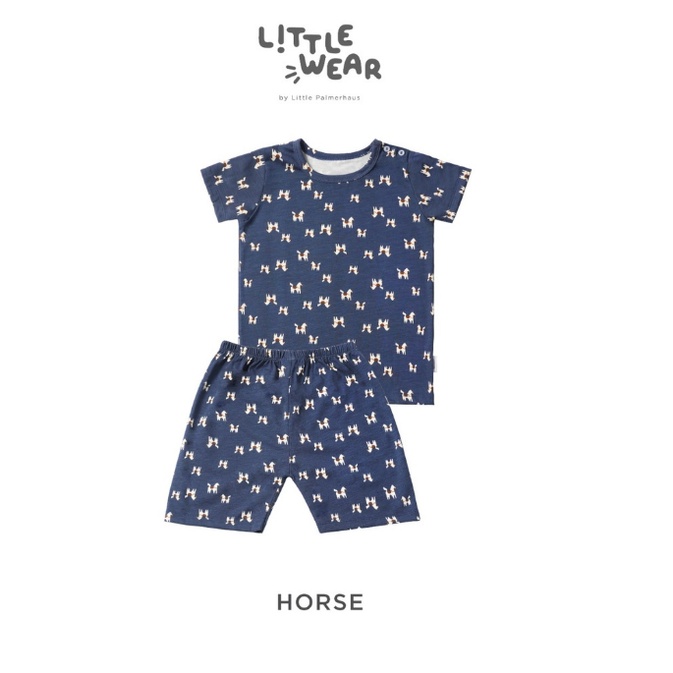 Little Wear Navy Horse 0-5 Tahun Setelan Piyama Pendek / Panjang Little Palmerhaus CBKS