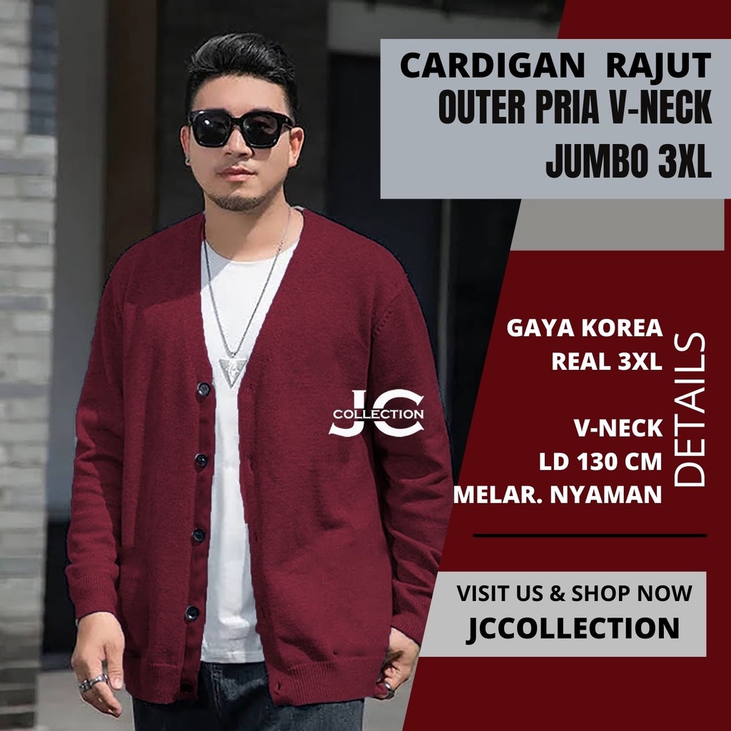 Cardigan Rajut Pria Jumbo Big Size / Outer Knitting Kardigan JCCollections