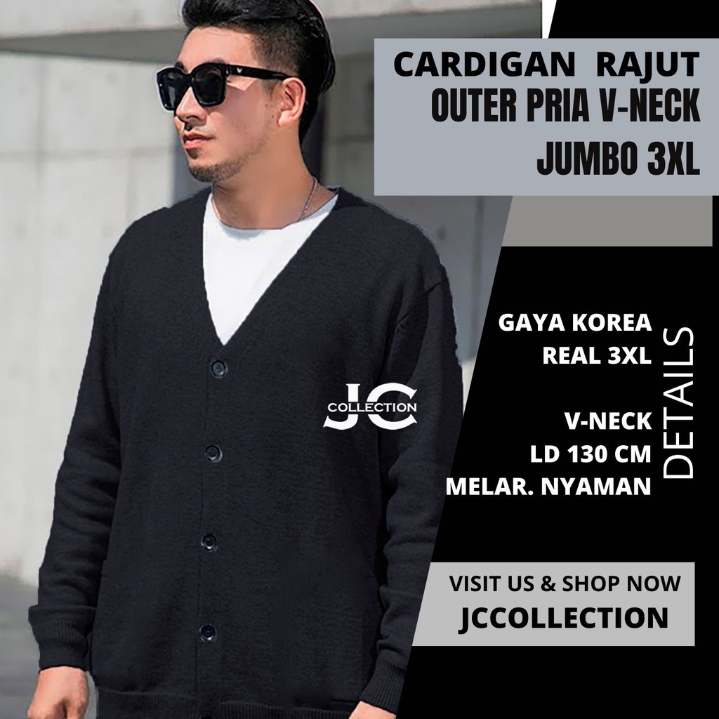 Cardigan Rajut Pria Jumbo Big Size / Outer Knitting Kardigan JCCollections