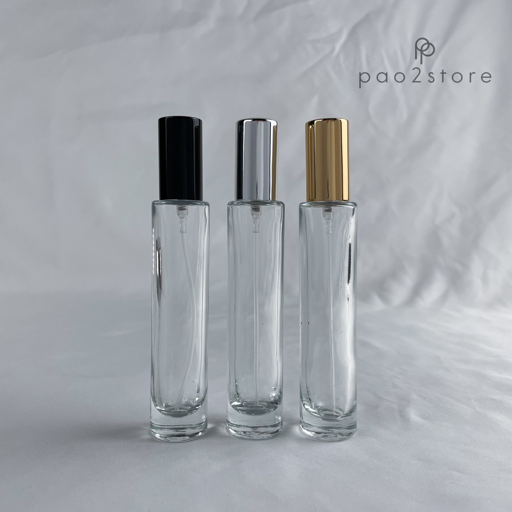 Botol Spray Parfum 15ml - Kaca Tebal Clear / Bening Bulat Tinggi - Refillable Isi Ulang (Tutup &amp; Sprayer Metal)