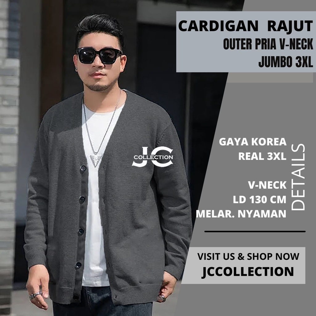 Cardigan Rajut Pria Jumbo Big Size / Outer Knitting Kardigan JCCollections