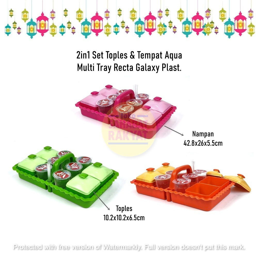 RML122D 2in1 Set Toples Lebaran dan Tempat Aqua Multitray Recta Galaxy Plast