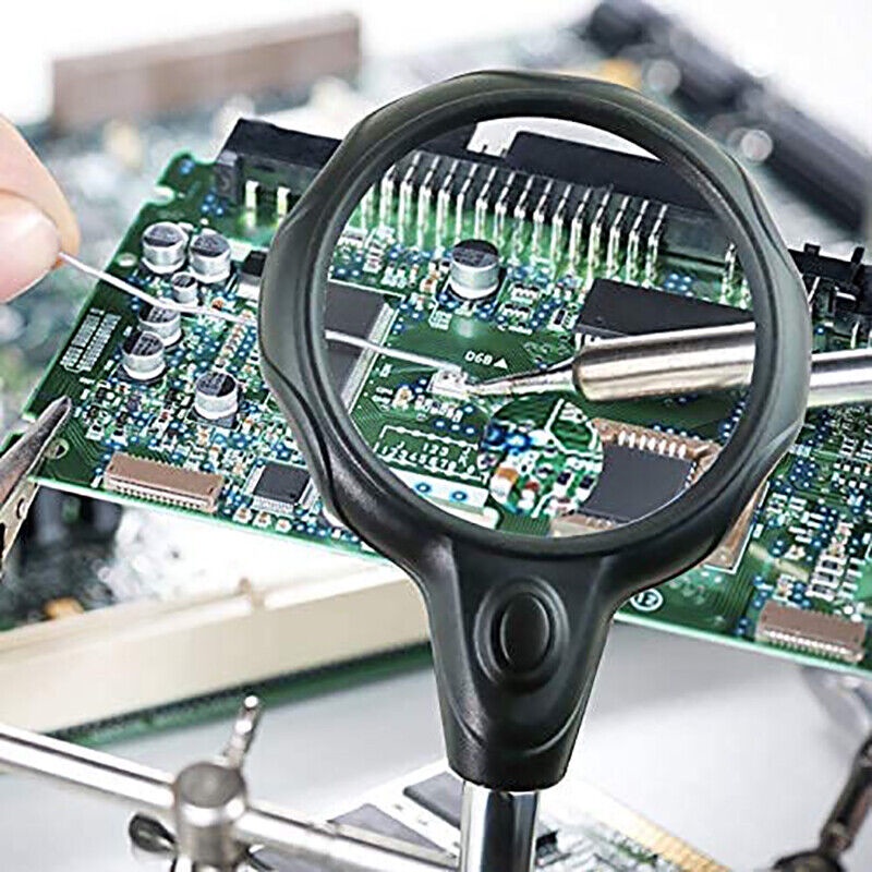 DudukSolder Soldering Iron Stand Station TE801 TE-801 Original LED Magnifier Helping Tool Kaca Pembesar Penjepit PCB