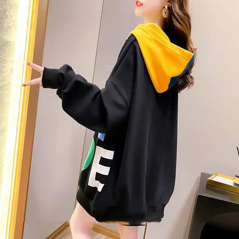 SWEATER HOODIE WANITA / LETTERS COMBIE HOODIE SWEATER OVERSIZE