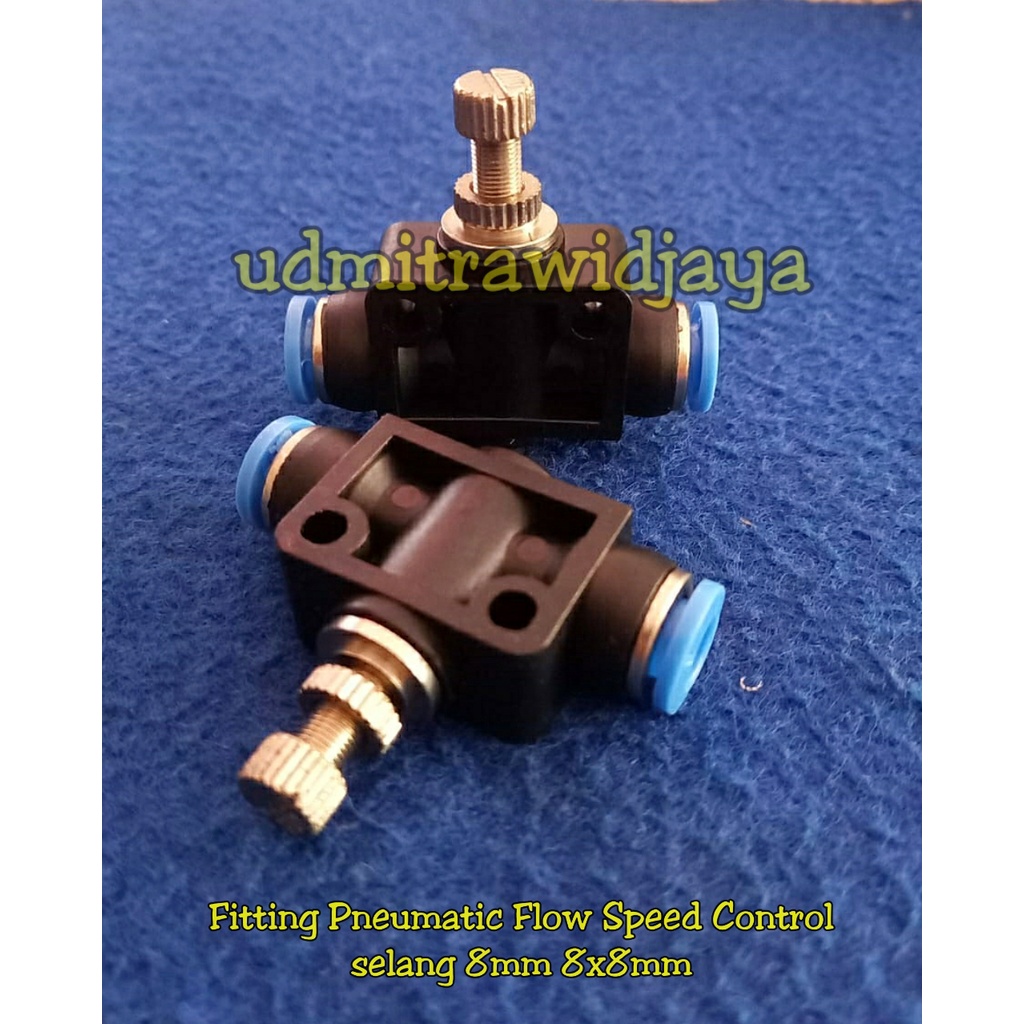 Flow Speed Control valve Selang 4,6,8,10mm Konektor Katup Tabung Gas Model Pneumatic Quick Fitting Flow Speed Control 8 x 8 mm Valve Fitting Pneumatic Kran Slip Lock Selang 6mm PU PE - D3A10