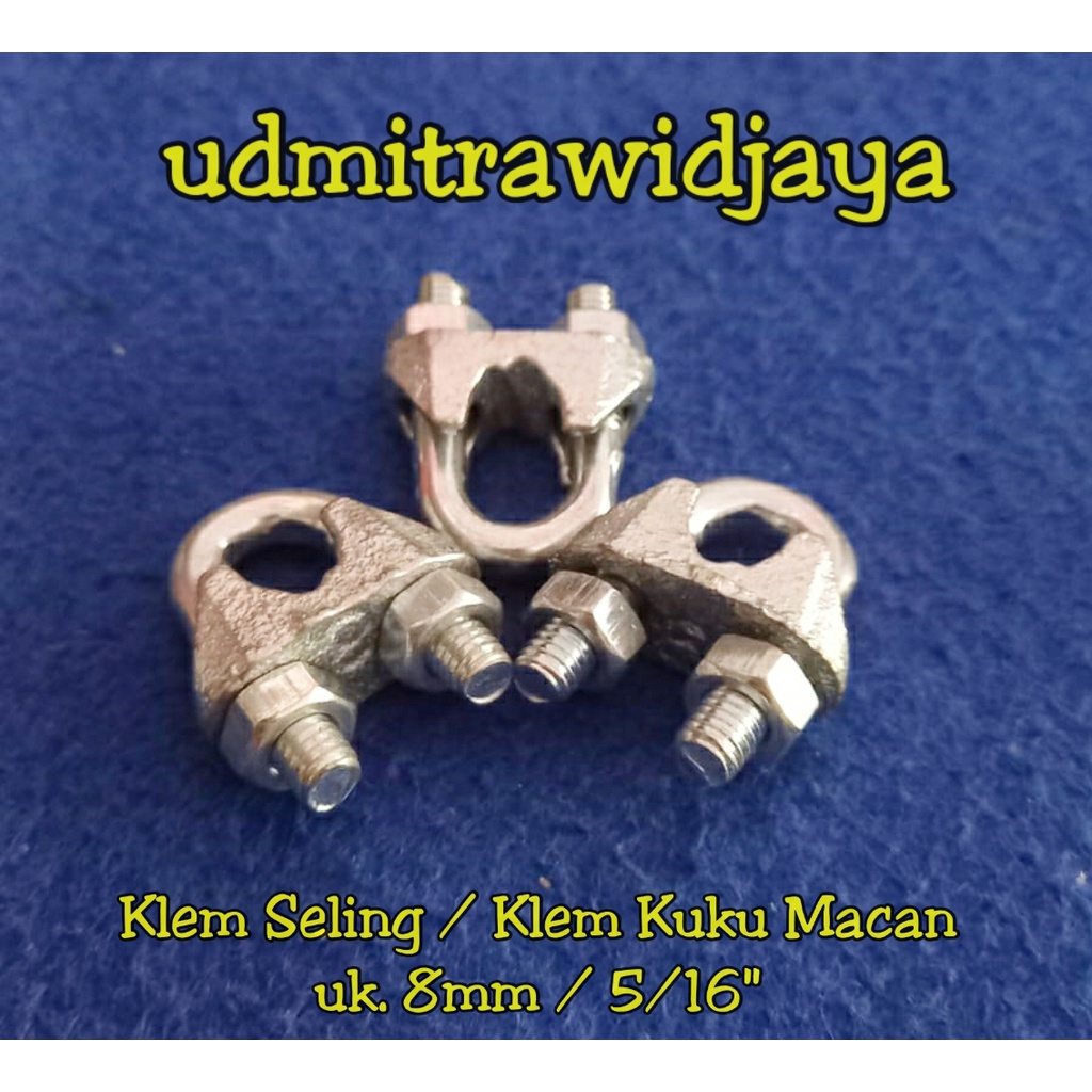 klem sling baja 8mm / kuku macan 8mm / klem kabel baja 8mm / wire rope claim 8mm / klem Seling 8mm