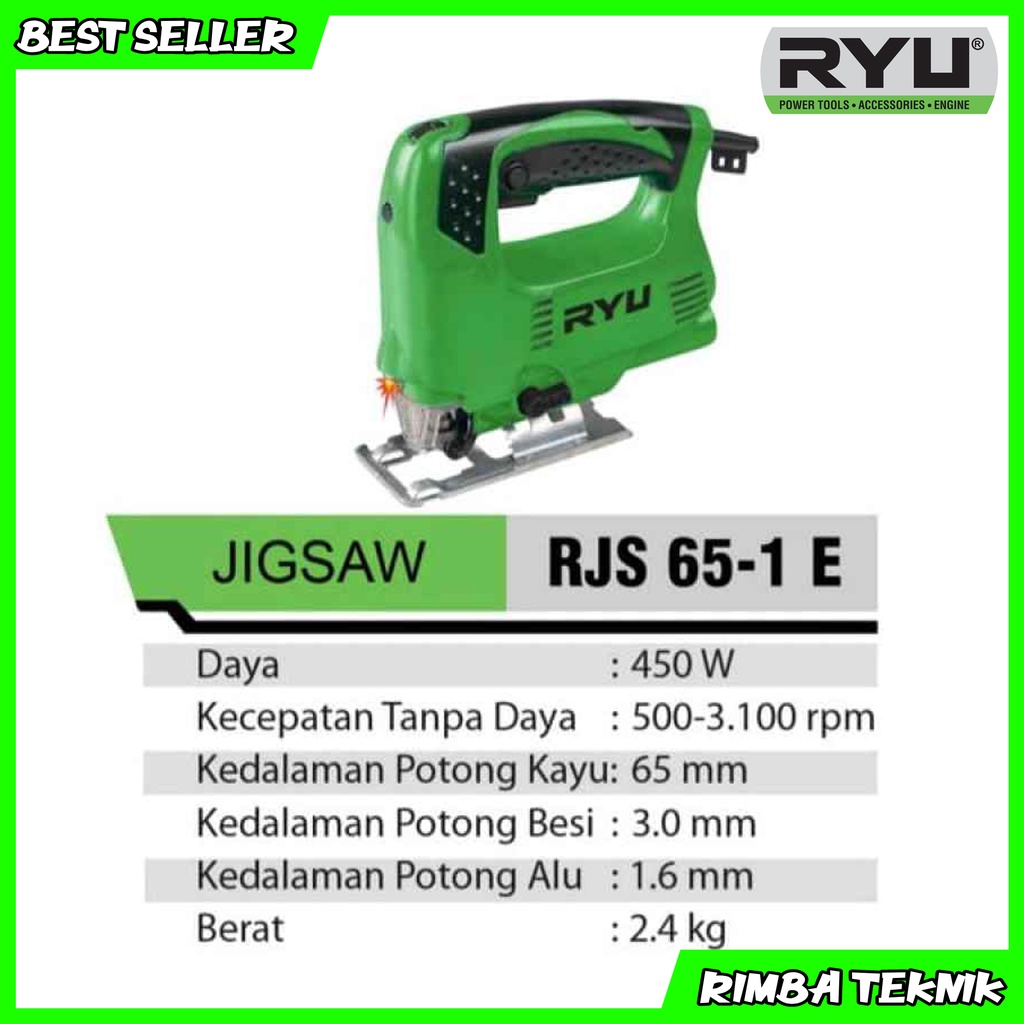 RYU Jig saw RJS65-1E / mesin jigsaw with laser/ gergaji kayu triplek