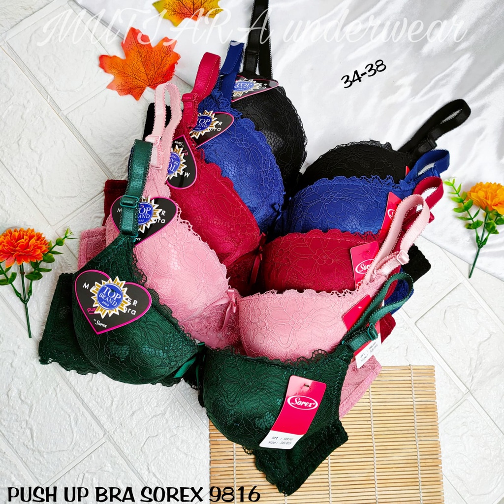 Push Up Bra Cup Full Sorex 9816 Brokat Size 34-38 Cup B/ Bra Busa Tebal Cup Full Bra Double Busa