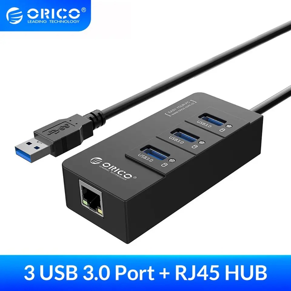 ORICO HUB 3 PORT USB 3.0 + 1 PORT RJ45 GIGABIT ETHERNET HR01-U3