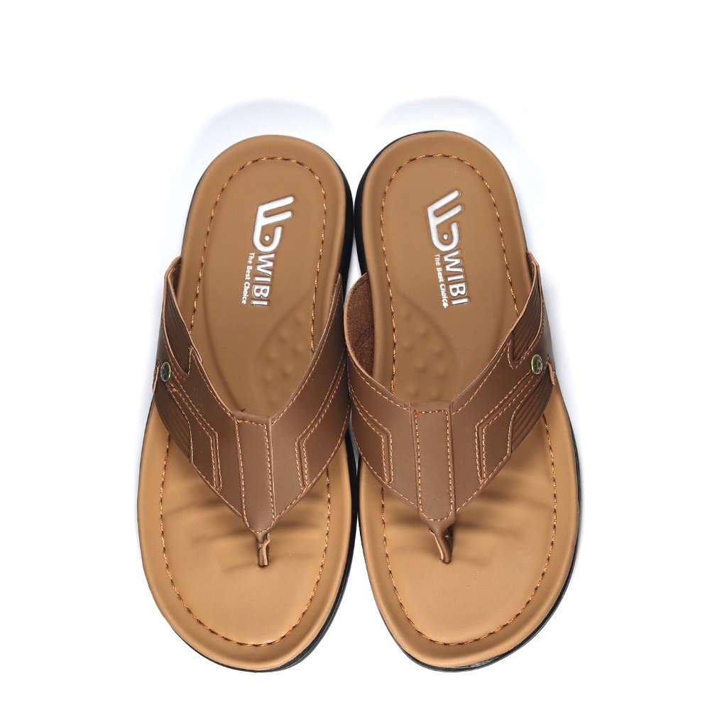 MOJAVA x WIBI Sandal Kulit Pria Dewasa Jepit Original S02-01 Moka Ukuran 39 40 41 42 43