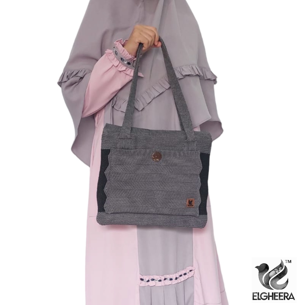 tote bag rajut/double furing/full furing