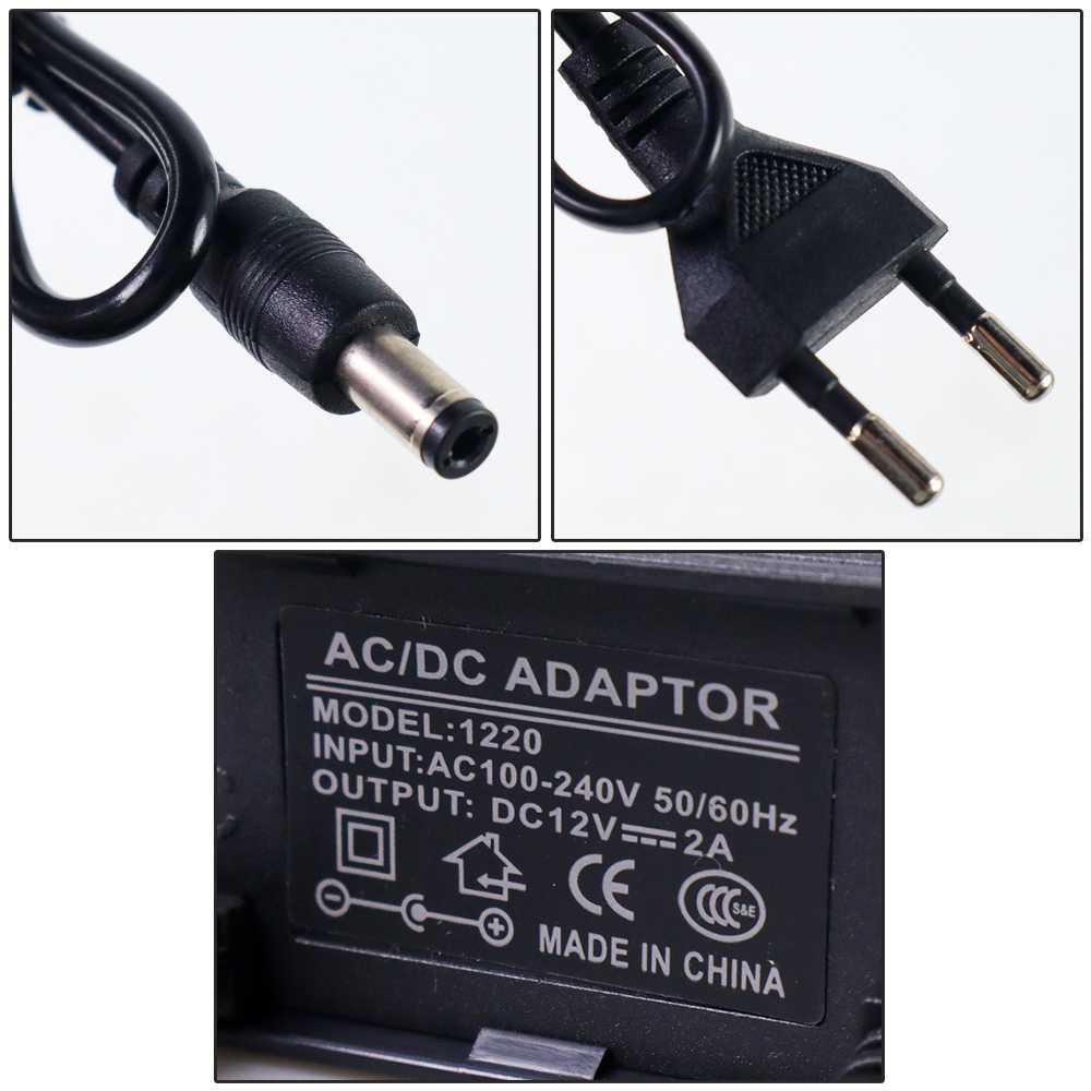 Adaptor 12 V 2 A Power Supply AC DC Outdoor Waterproof EU Plug - 1220 - Black