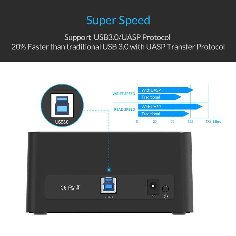 USB 3.0 1-bay 2.5/3.5 HDD Docking Station - 6619US3-V1 - Black