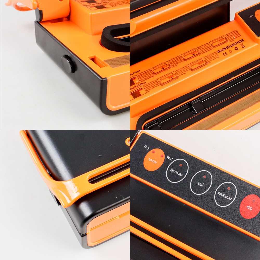 Pompa Vacuum Sealer Makanan Automatic Cutting with 10 Bag - SX-168 - Black/Orange