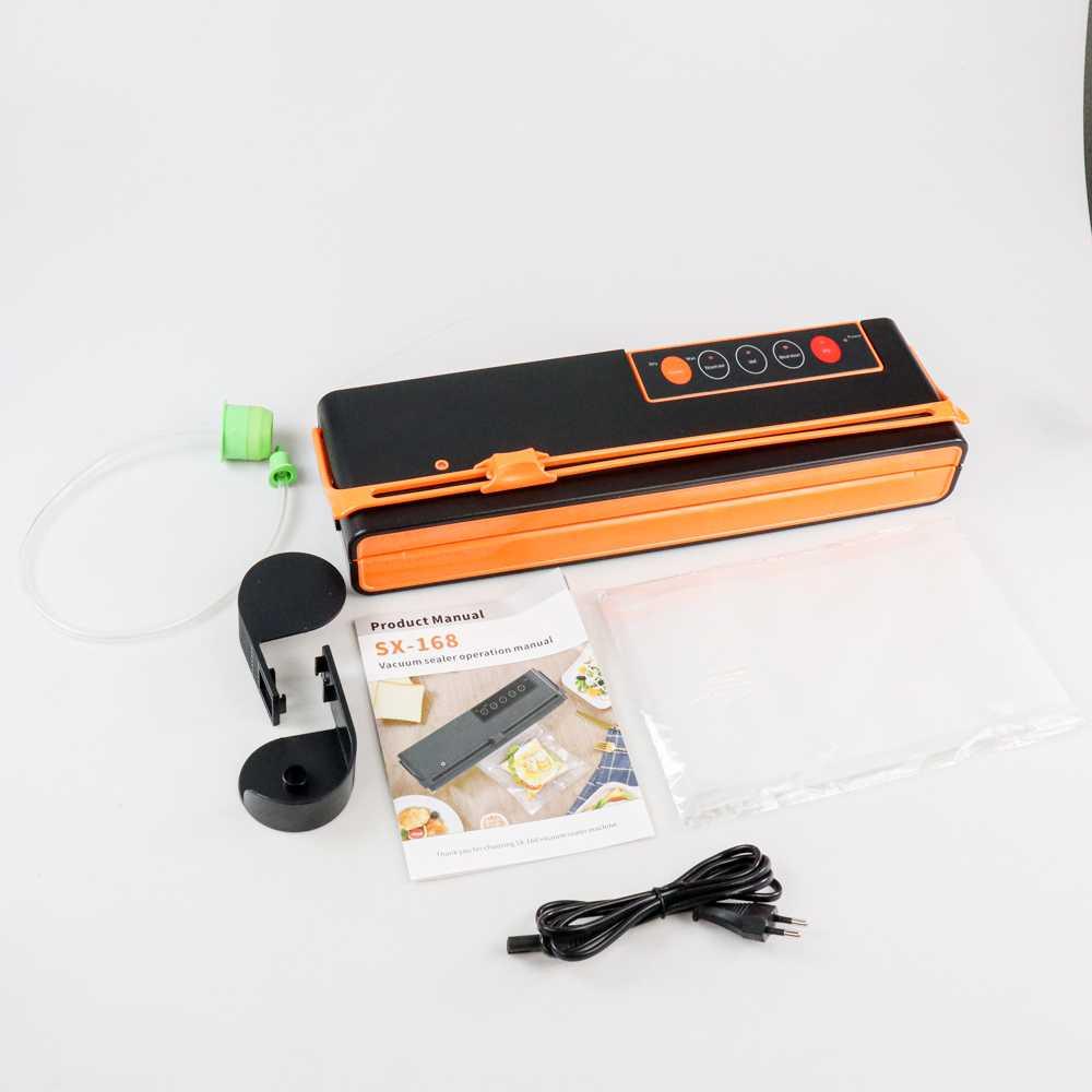 Pompa Vacuum Sealer Makanan Automatic Cutting with 10 Bag - SX-168 - Black/Orange