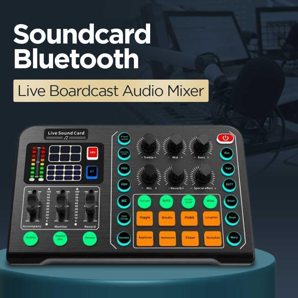 Soundcard External Live Boardcast Audio Mixer Bluetooth - M6 - Black