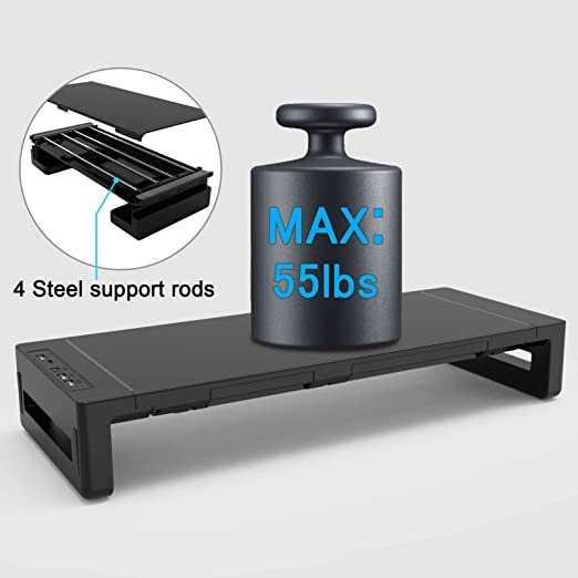 Meja Laptop Desk Monitor Stand with USB 3.0 and Charging Port - KM51 - Black