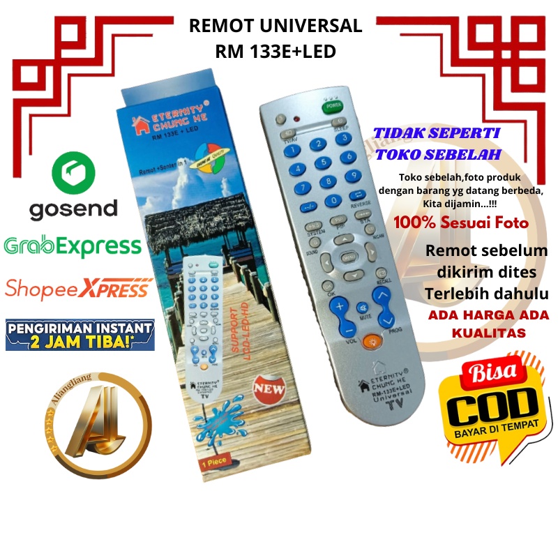 REMOTE REMOT TV UNIVERSAL TABUNG LCD LED RM 133E + LED CHUNG HE