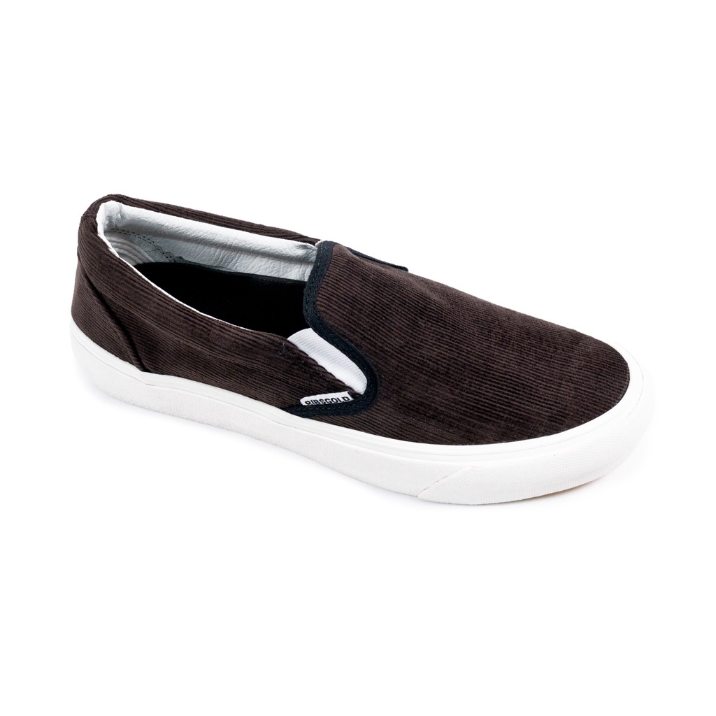 Ribsgold Sepatu Slip On Corduroy DarkBrown Pria / Wanita