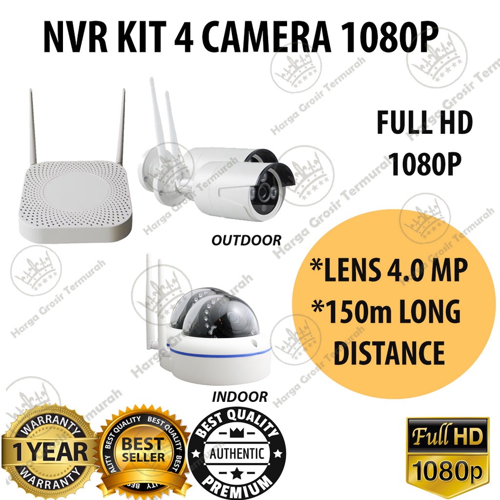 PAKET CCTV NVR KIT 10 CH 4 KAMERA 1080P FULL HD (KAMERA CCTV FULL WIRELESS) / IP CAM