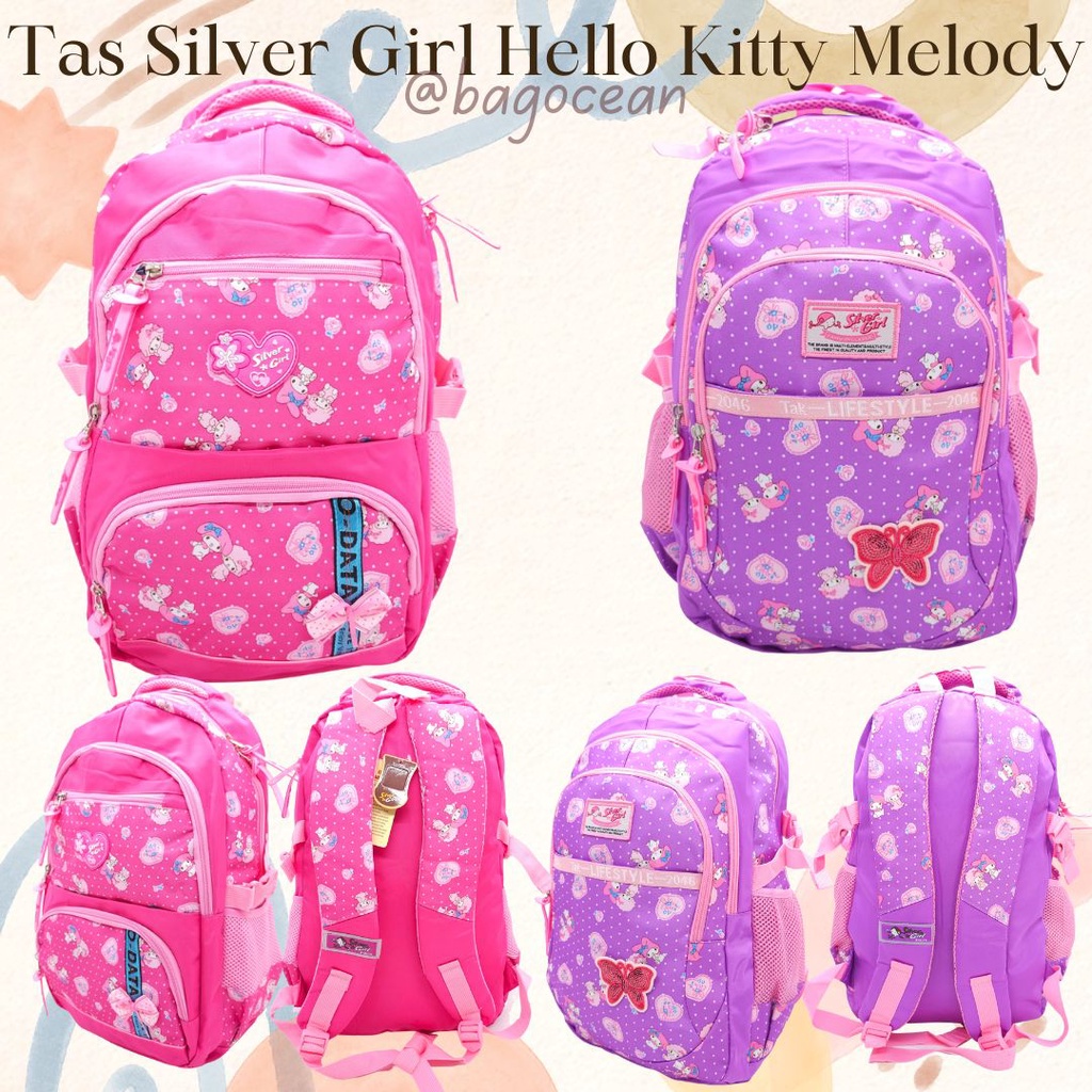 RANSEL LAPTOP SILVER GIRL ALTO ORIGINAL / TAS SEKOLAH CEWEK SD SMP SMA KULIAH / TAS LAPTOP PEREMPUAN GRATIS JAS HUJAN / TAS PUNGGUNG WANITA BARU / TAS DUKUNG ANAK MURAH KUAT SILVERGIRL / BAGPACK COLORFULL WARNA WARNI HELLO KITTY CATUR / BACKPACK CEWEK