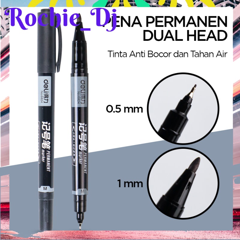 

PENA PERMANEN DUAL HEAD TIP MARKER PENS WATERPROOF - 6824