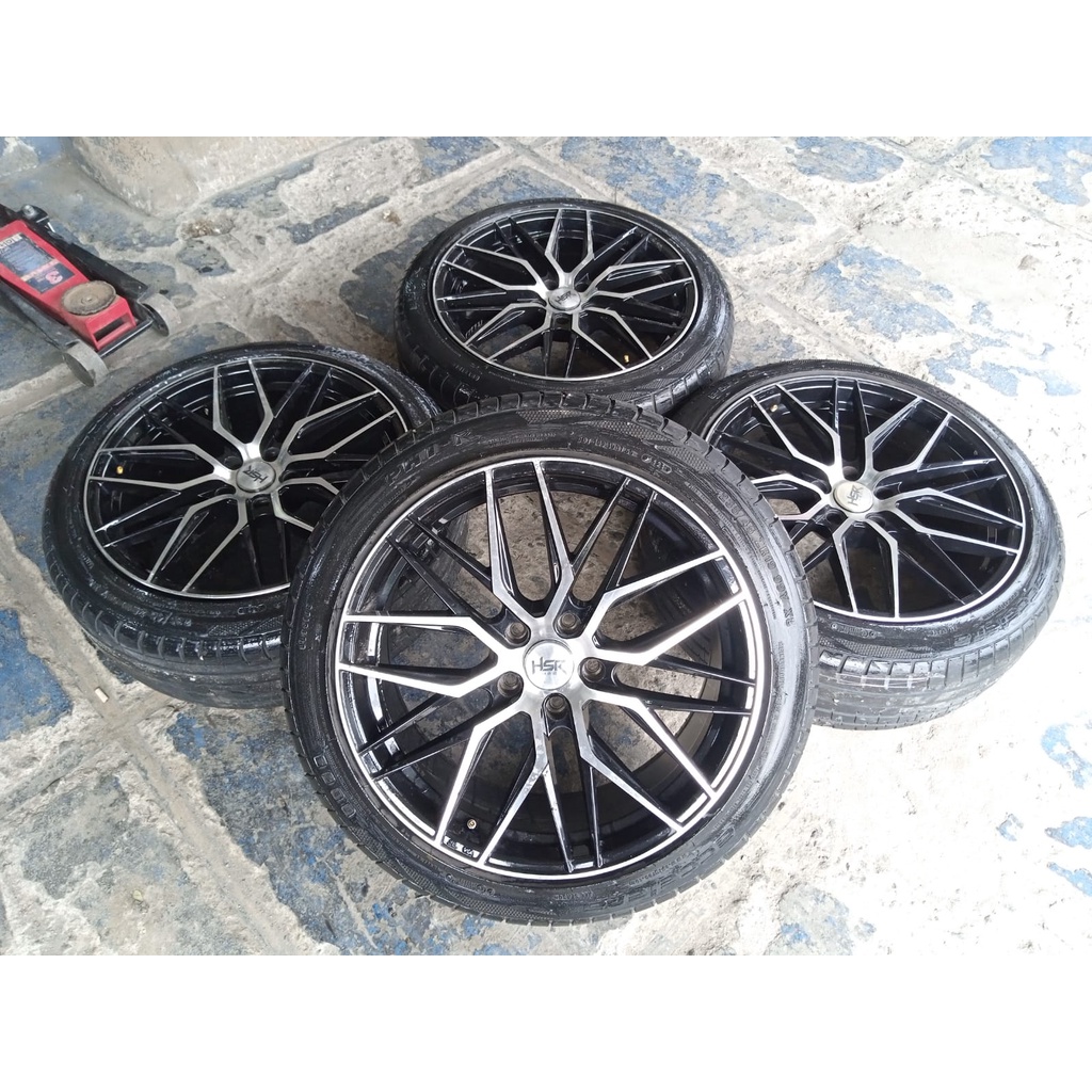 jual velg mobil second rancing hsr type botain ring 19 pcd 5x114 plus ban phi 235/45 ring 19