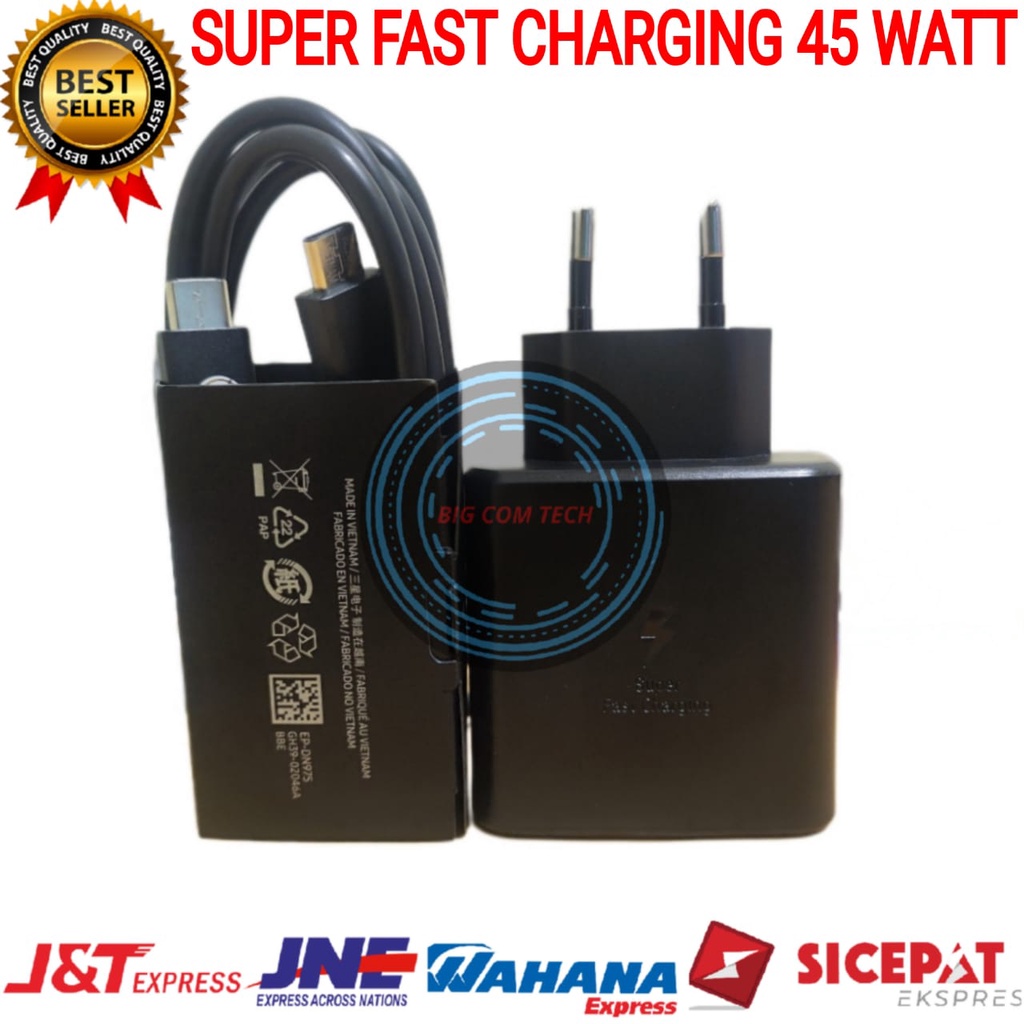 Charger Samsung Galaxy S22 / S22+ / S22 Ultra / S23 / S23+ / S23 Ultra / S21 Ultra / S21 FE / S20 Ultra / S20 FE Usb Type-C Super Fast Charging 45 Watt Original