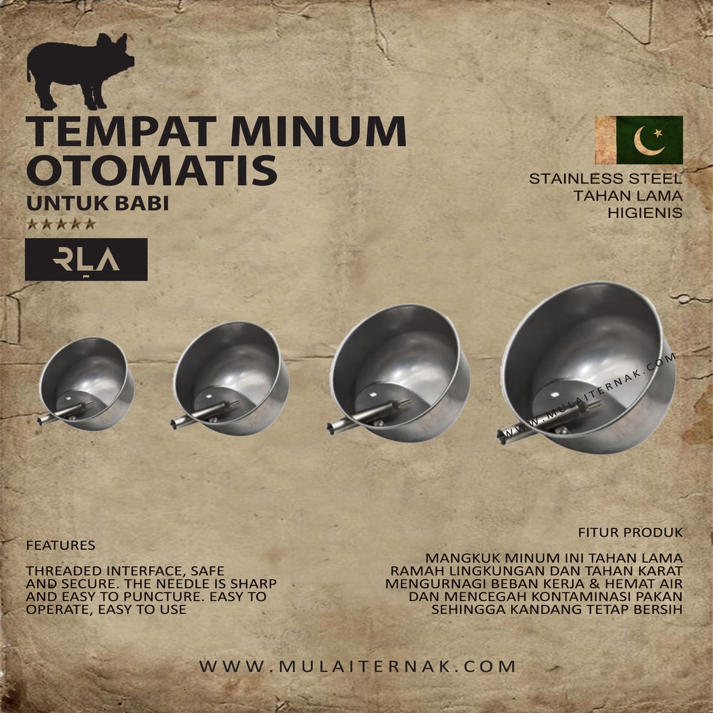 Tempat Minum Babi Kecil 17cm - Piglet - Nipple - Peternakan - Anjing - Inseminasi Buatan - Keluh - A