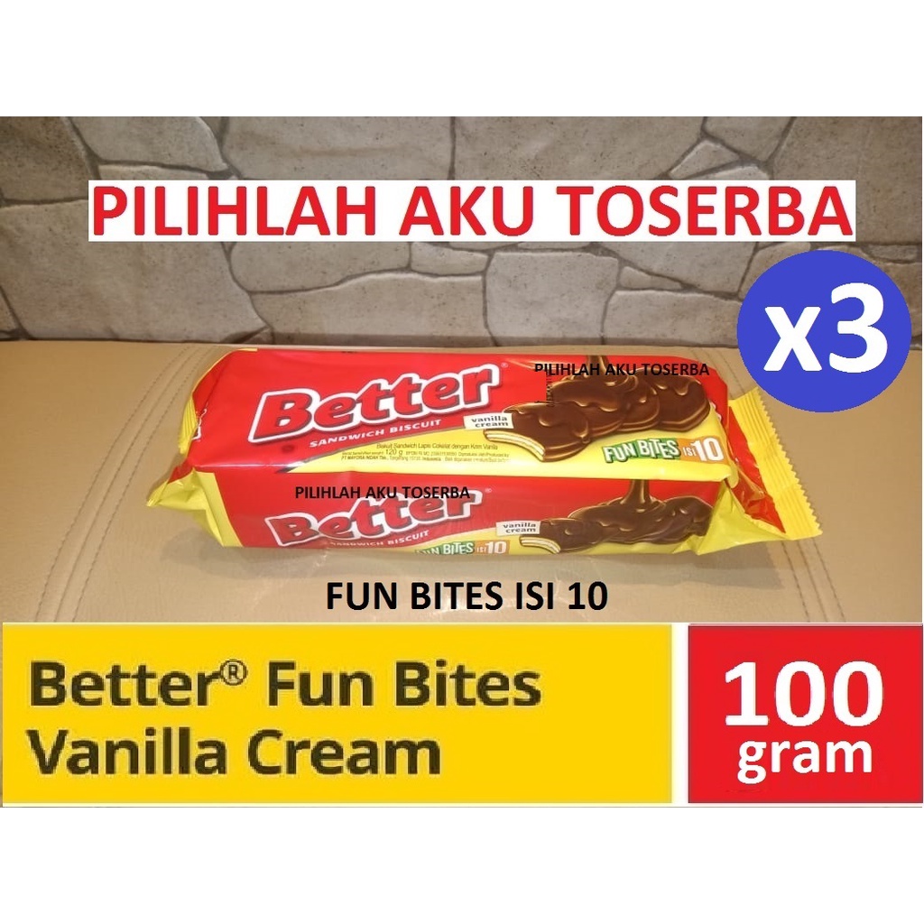 

Biskuit Roma Better Fun Bites Isi 10 Sandwich Vanilla Cream - ( HARGA 3 PACK )