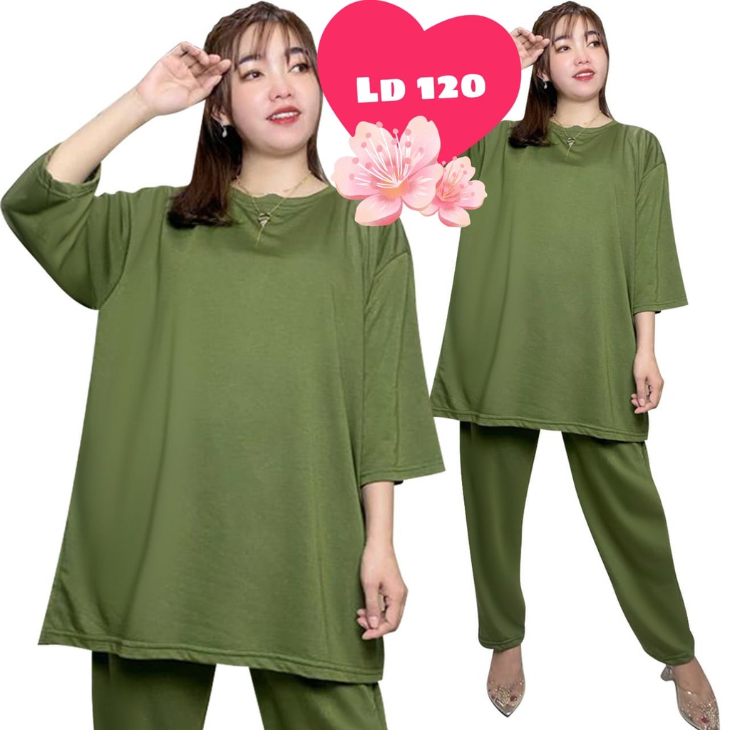 ONESET POLOS JUMBO CELANA ATASAN OVERSIZE BASIC RATA SETJUMB