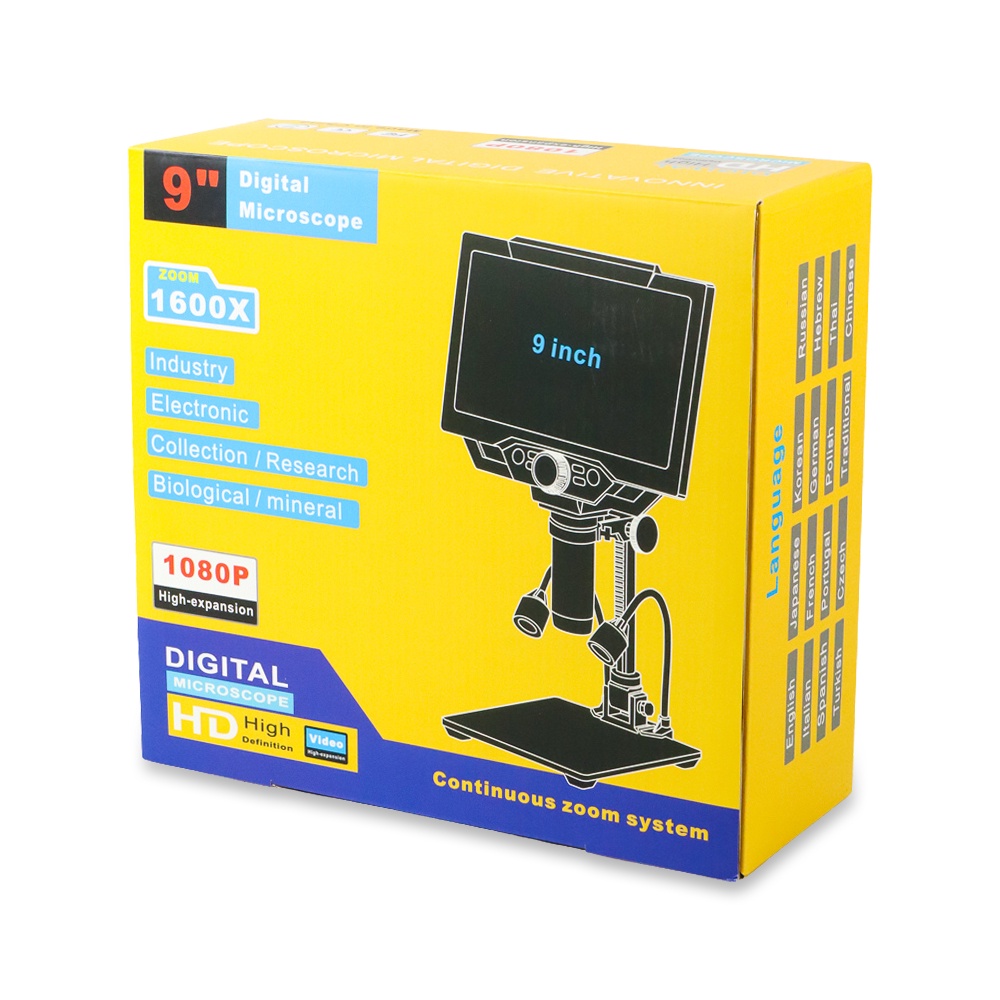 Mikroskop Digital 12MP 1600X dengan Monitor &amp; Metal Stand - G1600 - Silver