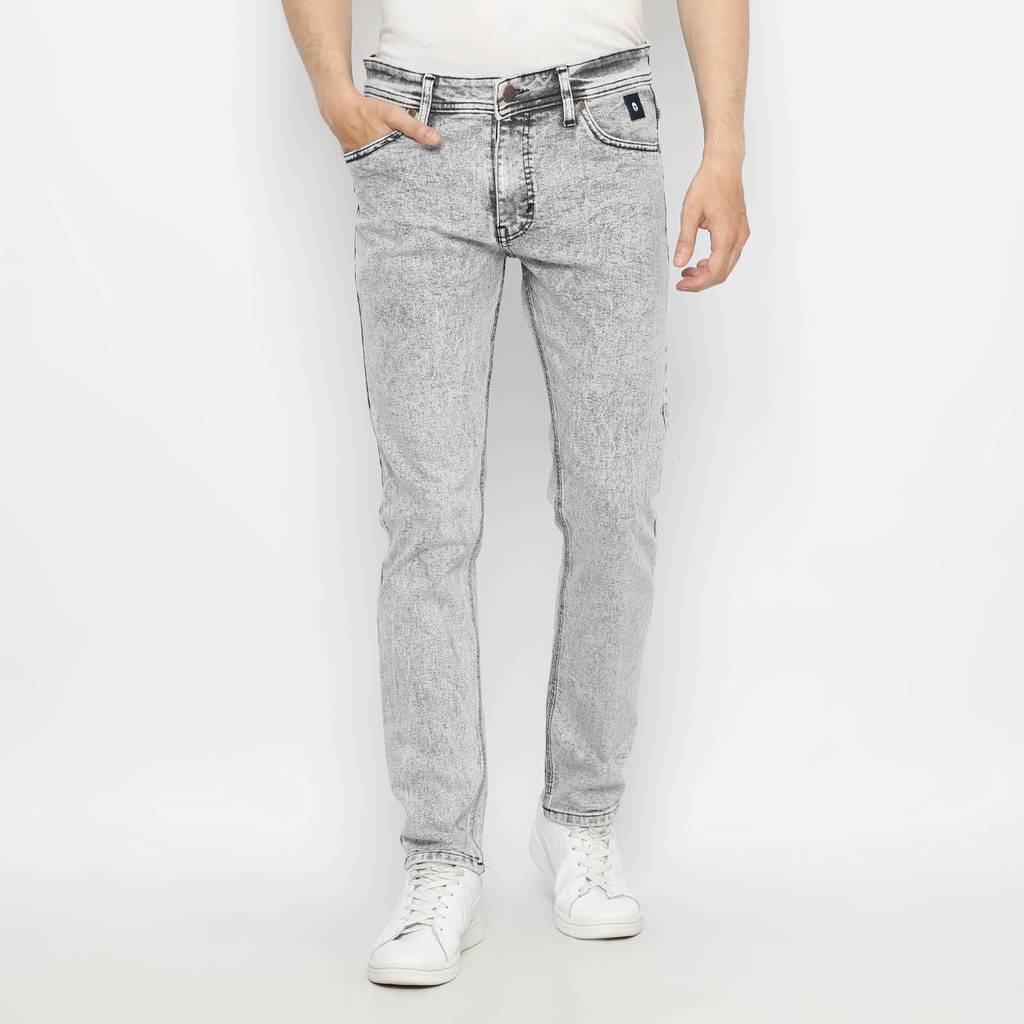 PNTSR -  Celana Jeans Pria Denim Slimfit  Light Grey Washed Acid Premium