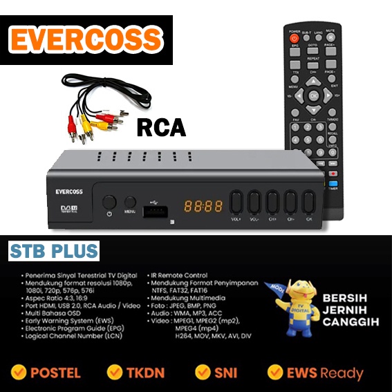 SET TOP BOX, STB EVERCOSS PLUS Versi Baru 2 USB Port [GARANSI RESMI 1TAHUN]