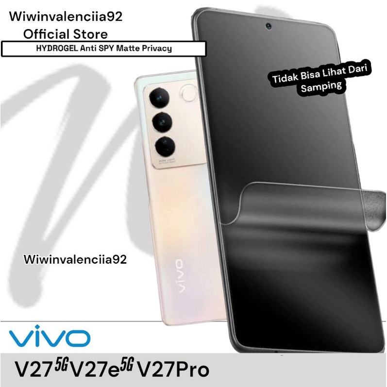 2023!! HYDROGEL Anti SPY Privacy + Matte Front Vivo V27 5G V27E V27 PRO iQOO Z7 iQOO 11 V25 V25e V25Pro V23 V23E V23 PRO Hidrogel Black Depan Anti Gores Antigores Lapisan nano/TPU Film Jelly Tipis 4G 5G E PRO Hitam Gelap Screen Protector Anti Minyak Guard