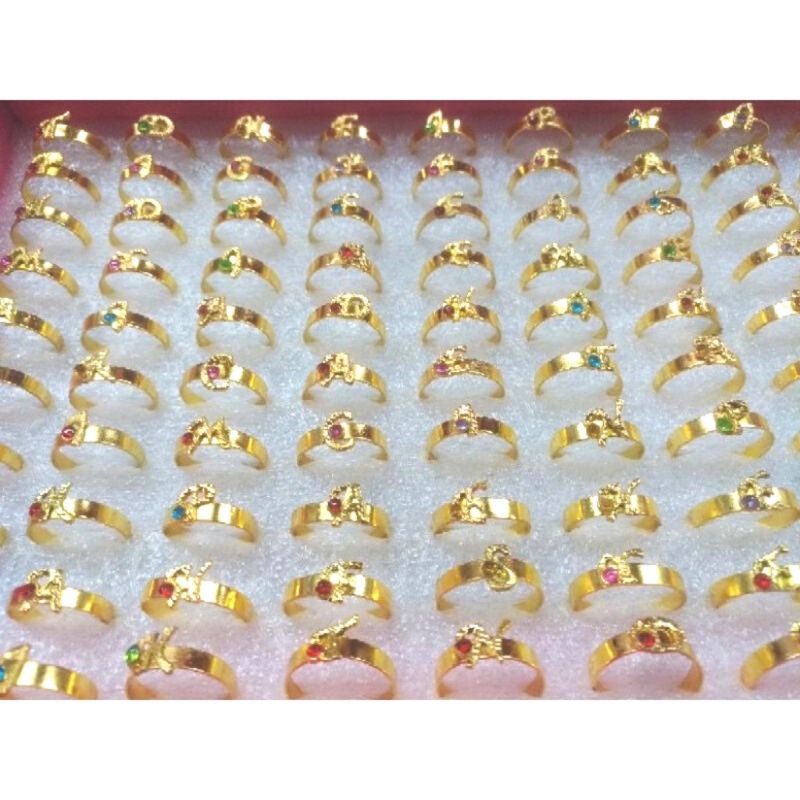 CL Cincin anak karakter huruf 100 pcs cincin anak huruf ring besar