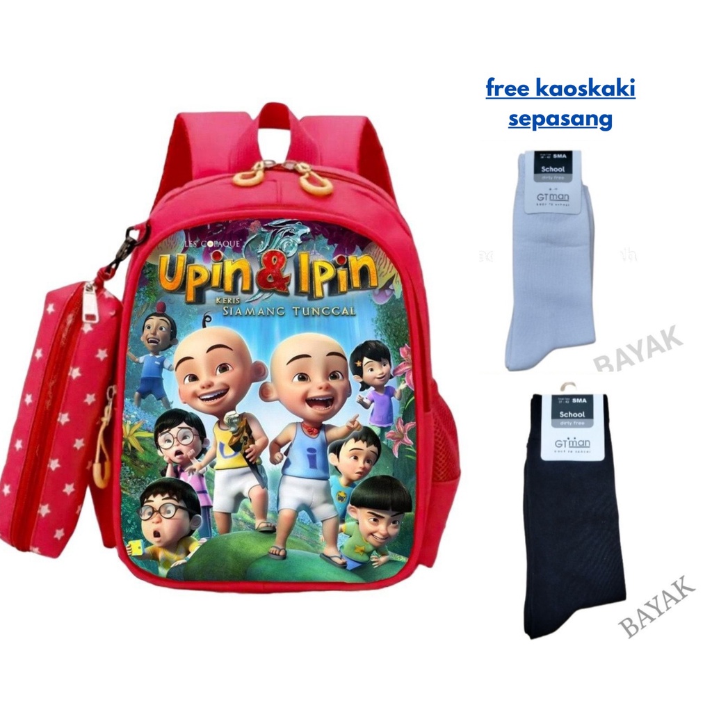 Tas sekolah anak tk sd 1 2 3 tas ransel anak ngaji free dompet pensil dan kaos kaki