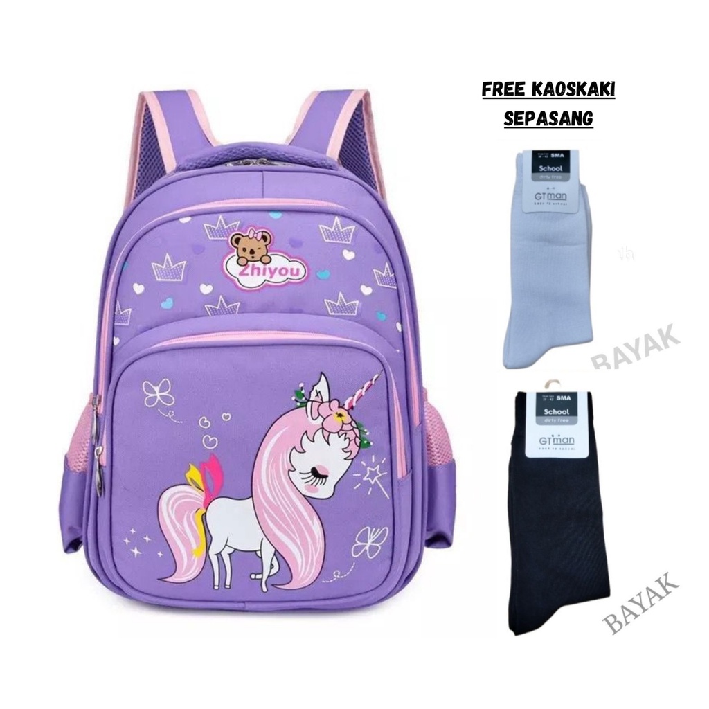 PREMIUM - tas ransel anak sekolah TK SD PREMIUM VIRAL terbaru 2023 karakter KUDAPONI terlaris free kaos kaki bisa COD