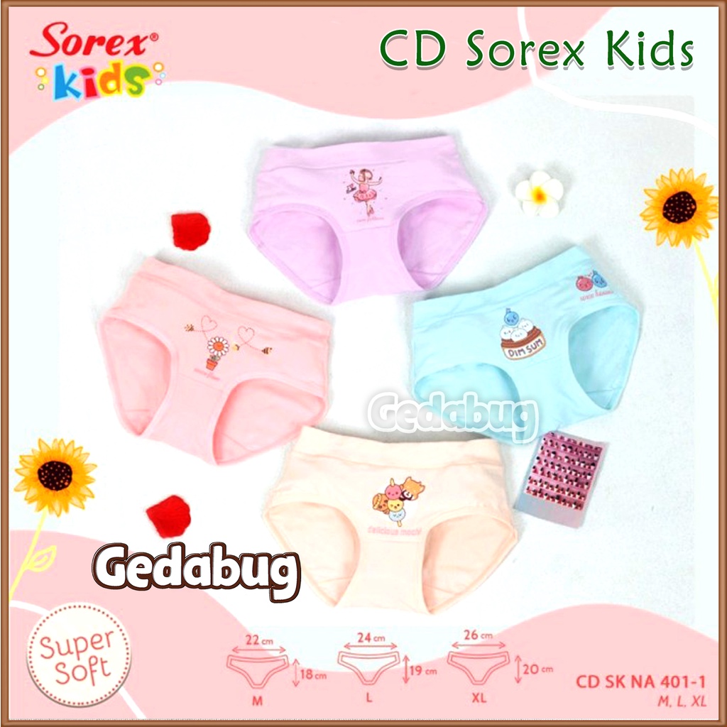 6 pcs CD Celana dalam anak Perempuan Girl Sorex NA 401 Super soft Size M-XL | Gedabug