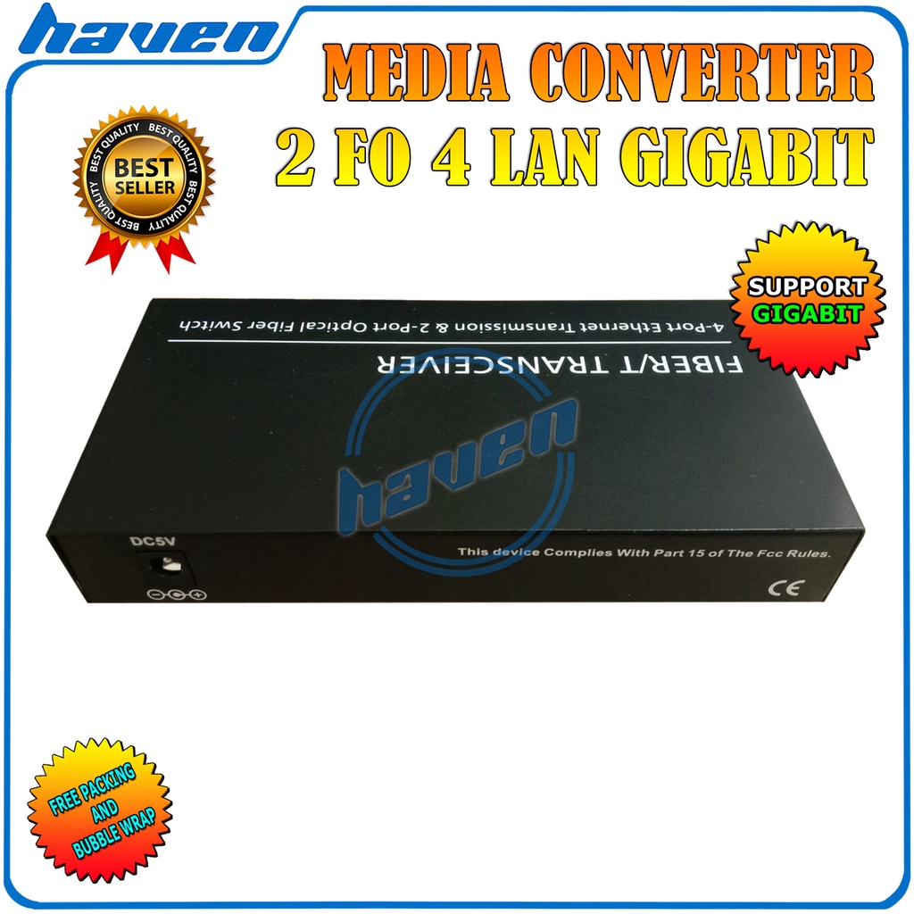 Media Converter Gigabit 2 Port FO 4 Port LAN / Switch Fiber  2 FO 4 LAN Gigabit