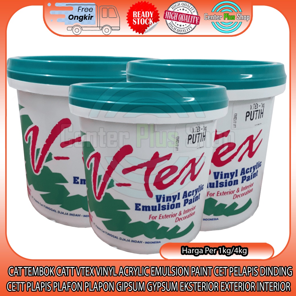 CAT TEMBOK CATT V-TEX VTEX V TEX VINYL ACRYLIC EMULSION PAINT CET PELAPIS DINDING  CETT PLAPIS PLAFO
