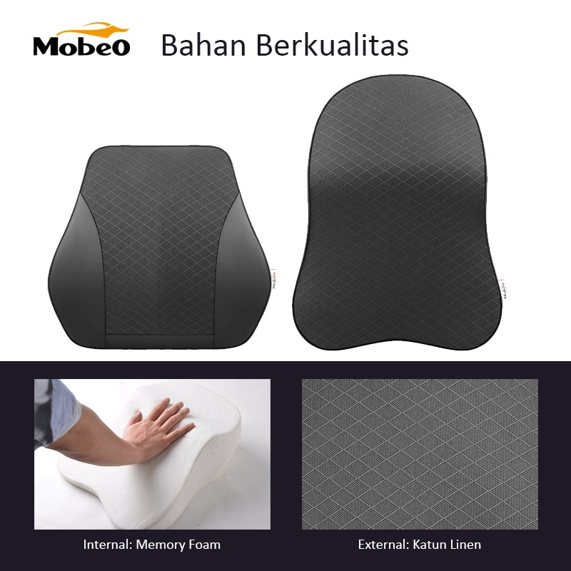 Mobeo Bantal Mobil Leher Punggung Kulit Premium / Car Pillow Neck Back Premium Leather