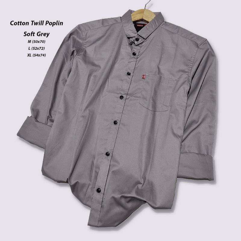 KEMEJA PRIA MENS POLOSAN LENGAN PANJANG SLIMFIT BIG SIZE M L XL