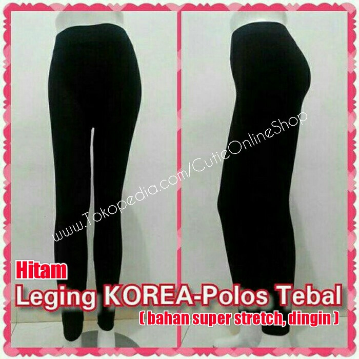 Celana Leging Korea Polos - Hitam (Bahan Tebal)