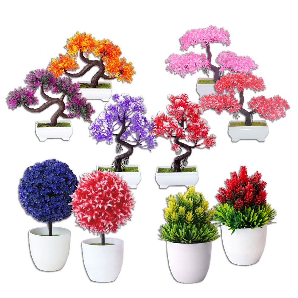 [1 Pcs] Ornamen Pot Bonsai / Oranamen Tanaman Hias / Tanaman Hias Bunga Plastik / Tanaman Hias Daun Plastik / Tanaman Artificial Dekorasi