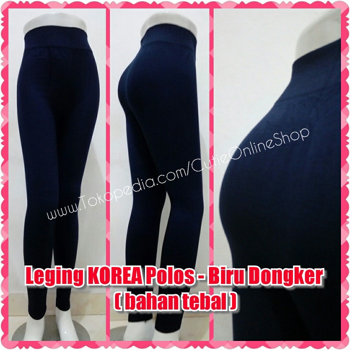 Celana Leging Korea Polos - Biru Dongker (Bahan Tebal)