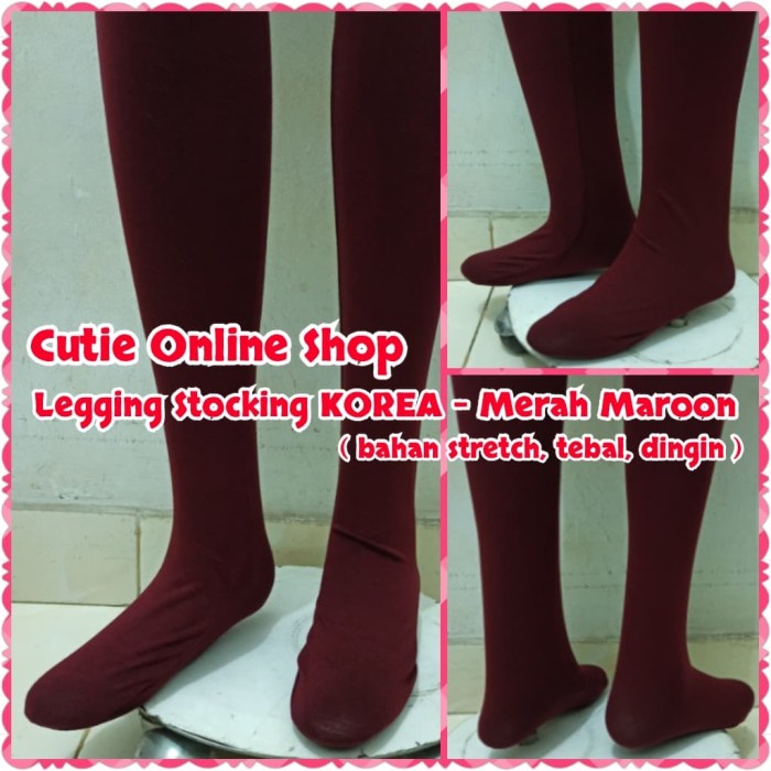 Celana Leging Stocking Korea Merah Maroon Stoking Import Hijab Marun