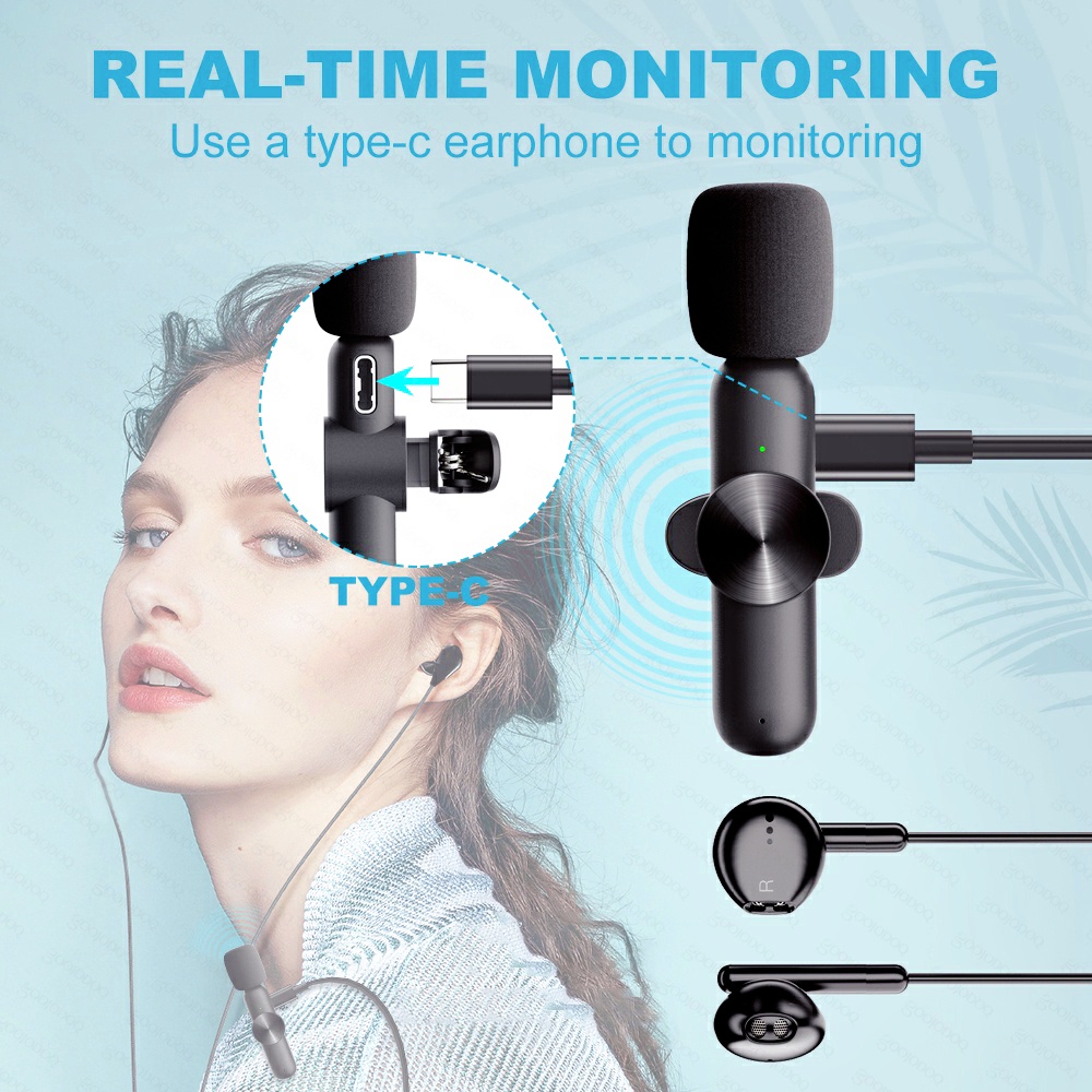 100% Original Wireless Microphone 2.4Ghz Mic Clip On Wireless 20KHZ Microphone Clip On Wireless 9MS Microphone Youtuber VLOG Portabel Audio Video pembuatan Rekaman Untuk IPhone Android Live Game Mobile COD